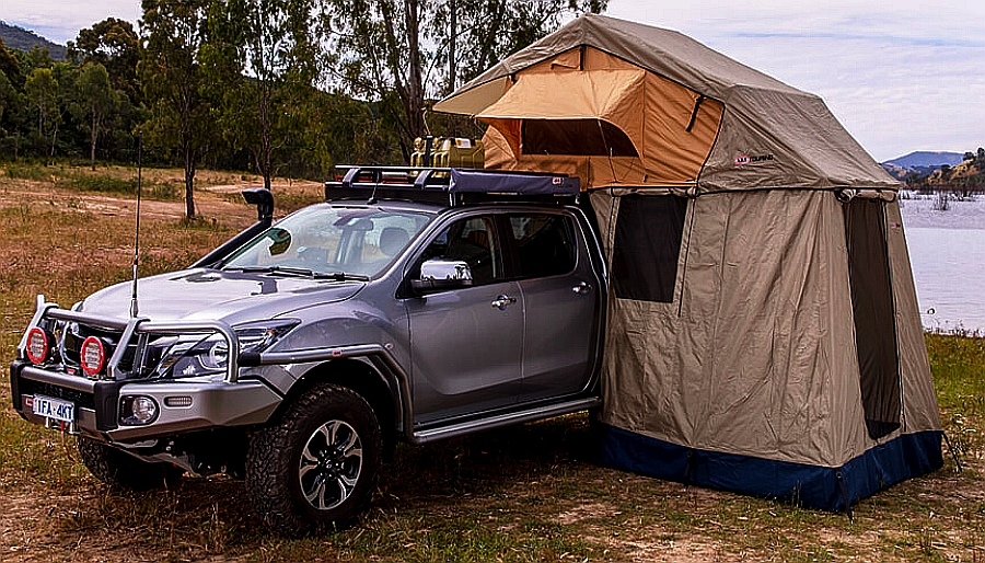 Vehicle mounted tents for trucks and SUVs